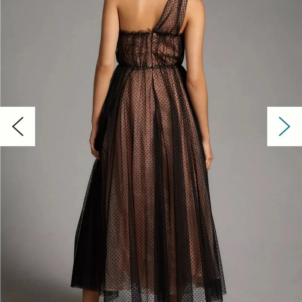 Anthropologie Elegant vintage style Black and Brown One-Shoulder Dress - Picture 3 of 4
